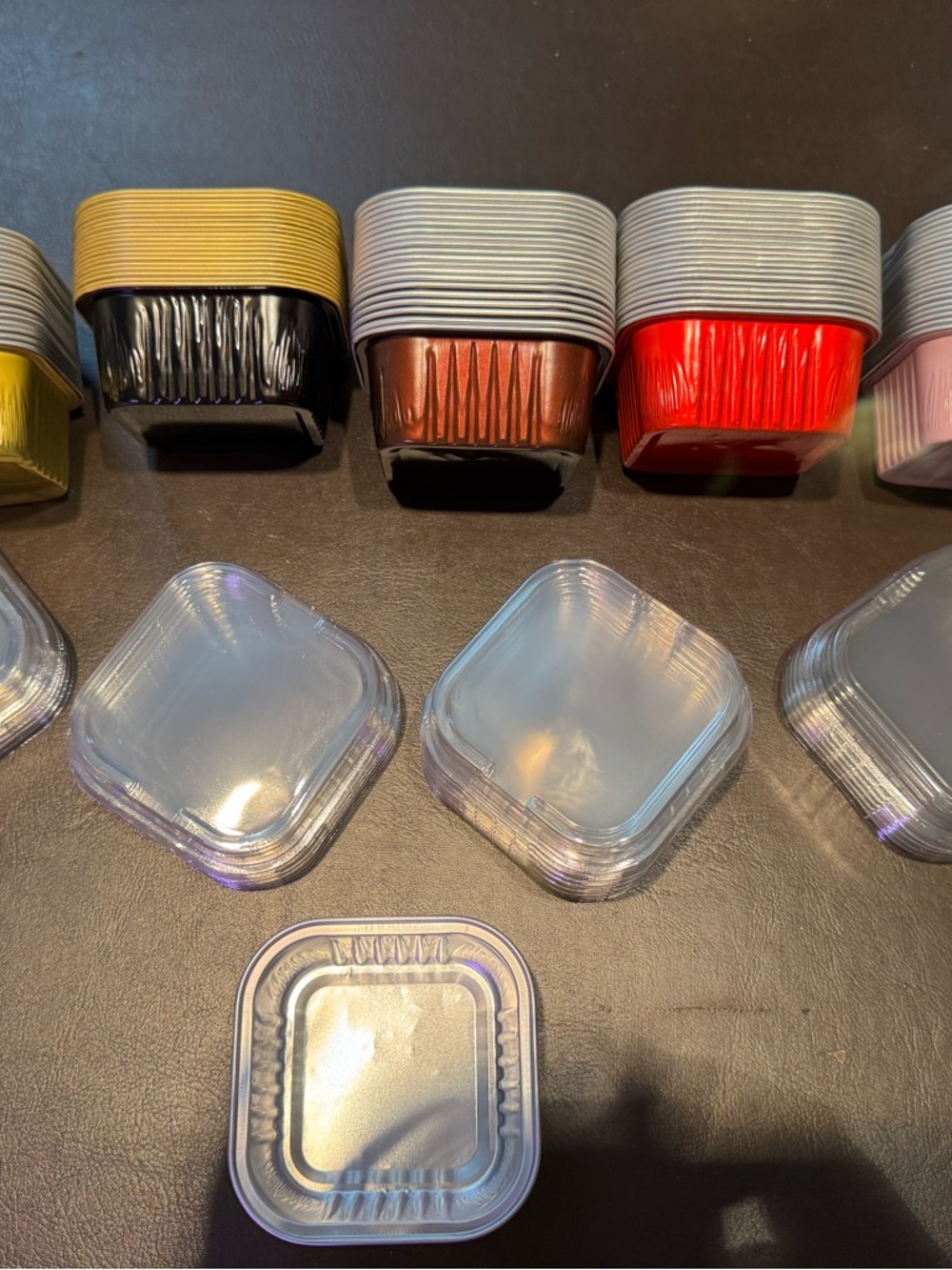 Disposable Square Food Containers - Clear Lids with Colorful Bases